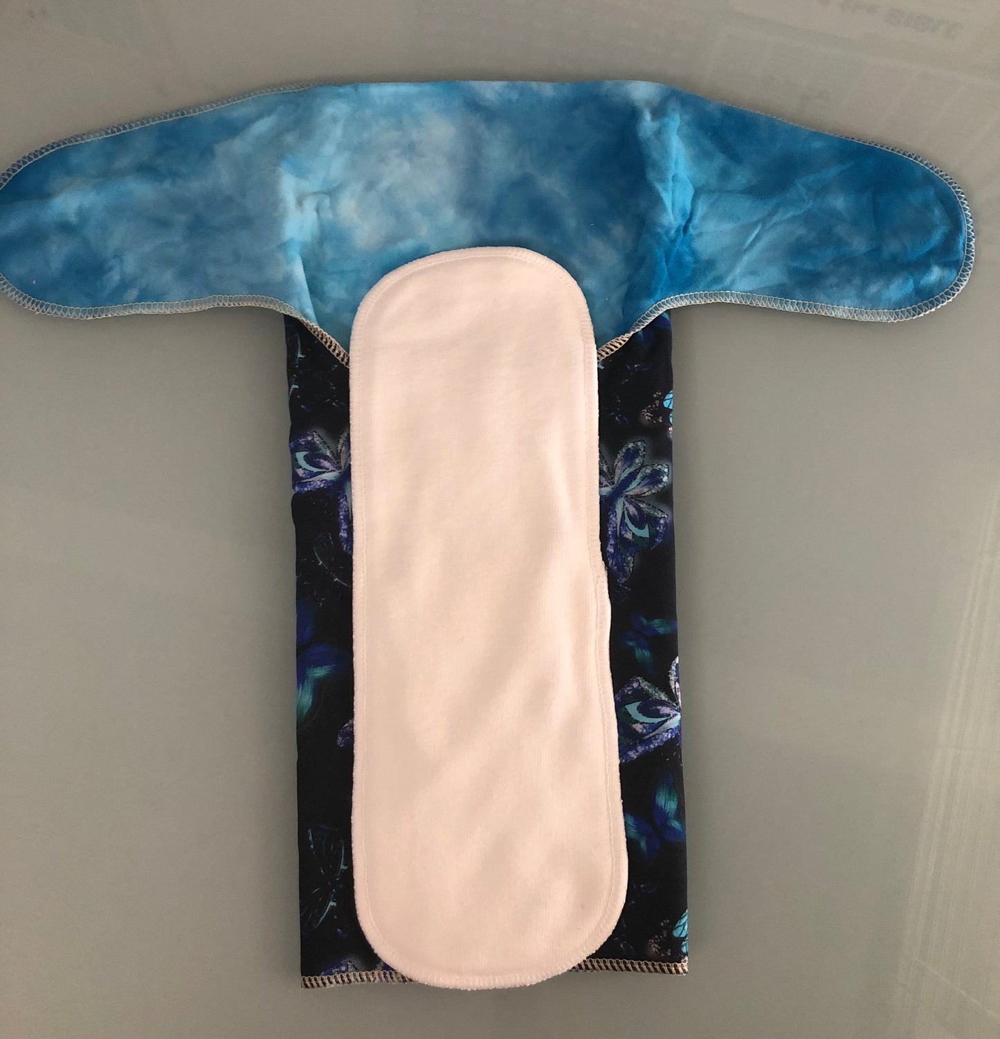 Printed Stretchy Preflat - Blue Butterfly - 2 Layer OS
